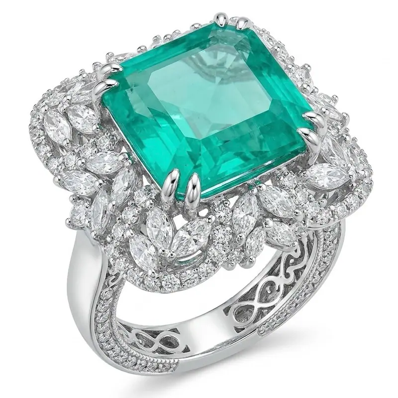 Emerald and diamond halo ring documented for insurance